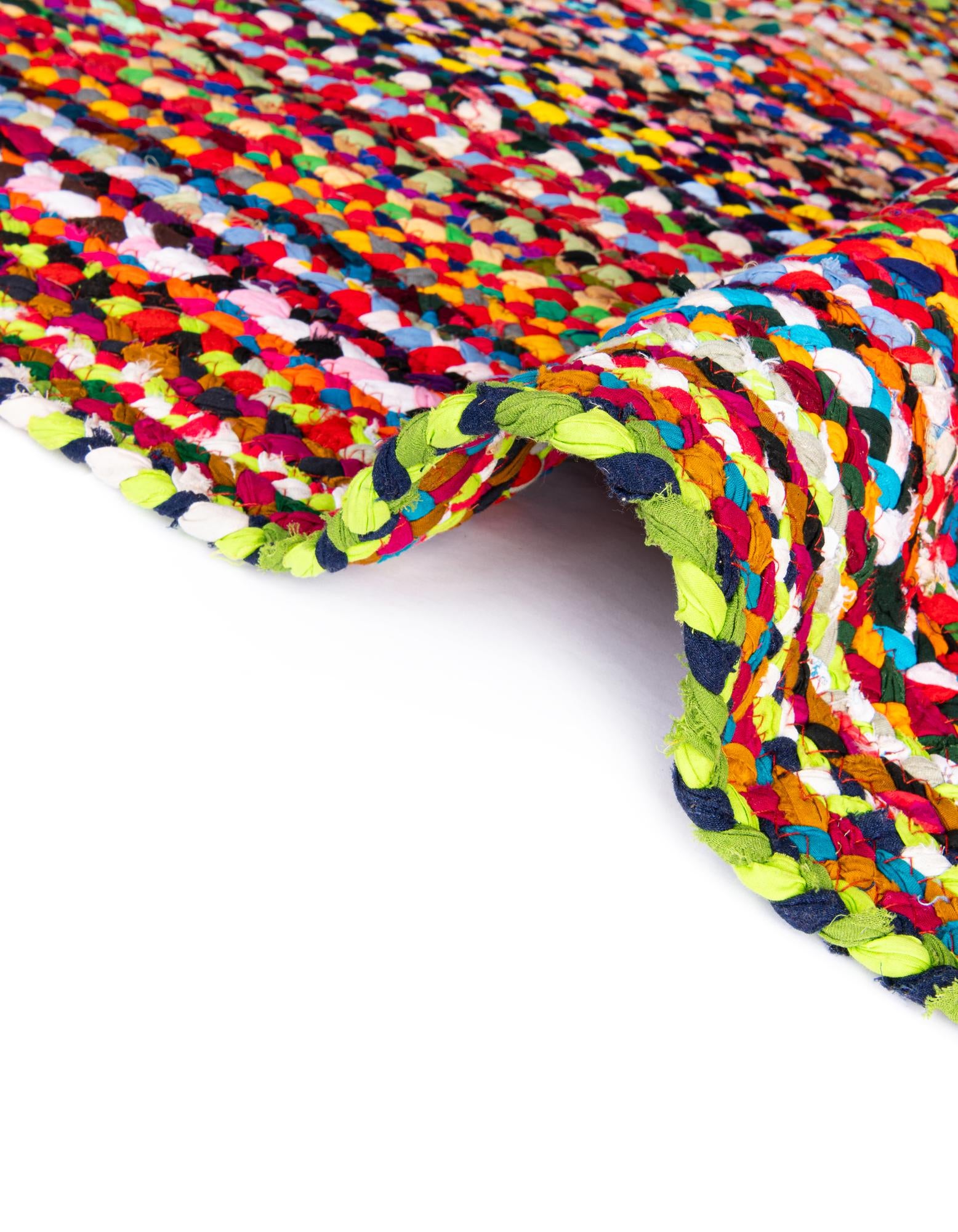 Multicolor 6' 1 x 6' 1 Hand Braided Chindi Round Rug | Rugs.com
