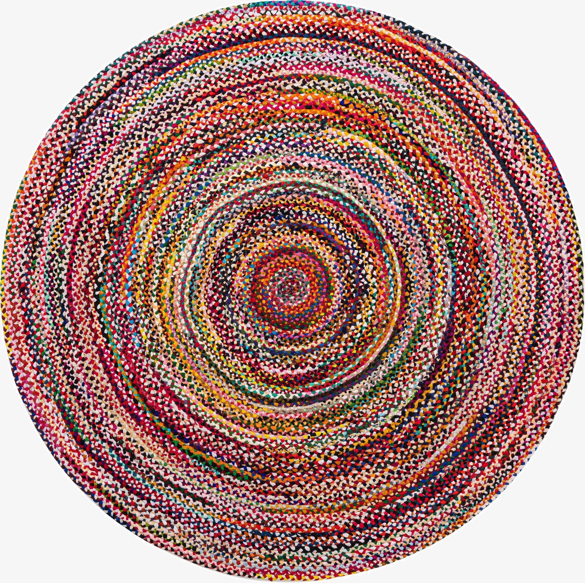  8' x 8'  Hand Braided Chindi Round Rug