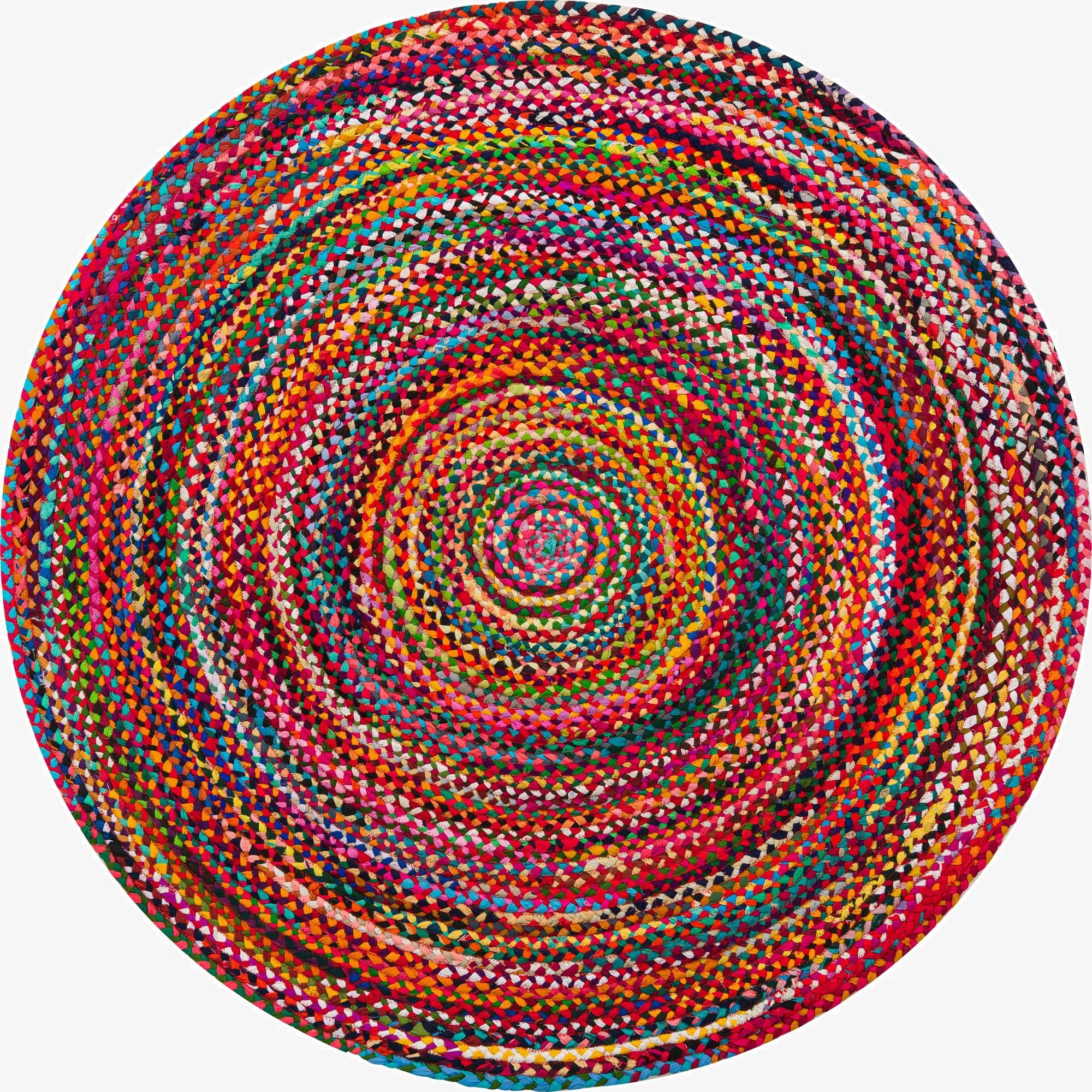  6' 1 x 6' 1  Hand Braided Chindi Round Rug