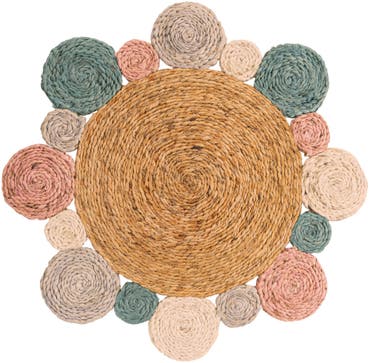  2' x 2'  Hand Braided Jute Round Rug