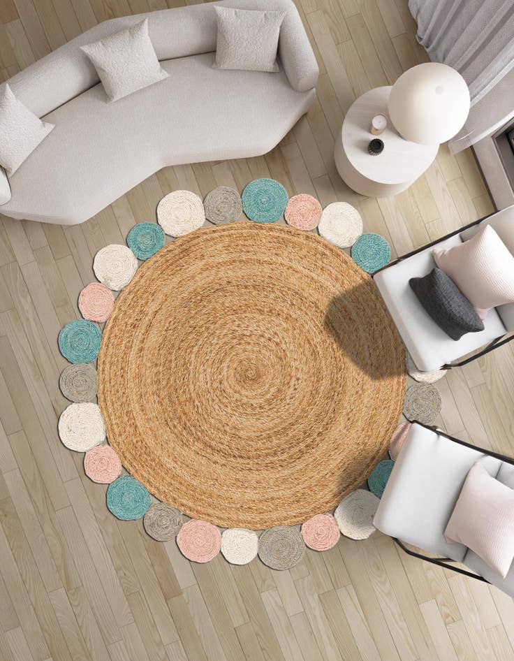 Detail image of  4' 1 x 4' 1  Hand Braided Jute Round Rug
