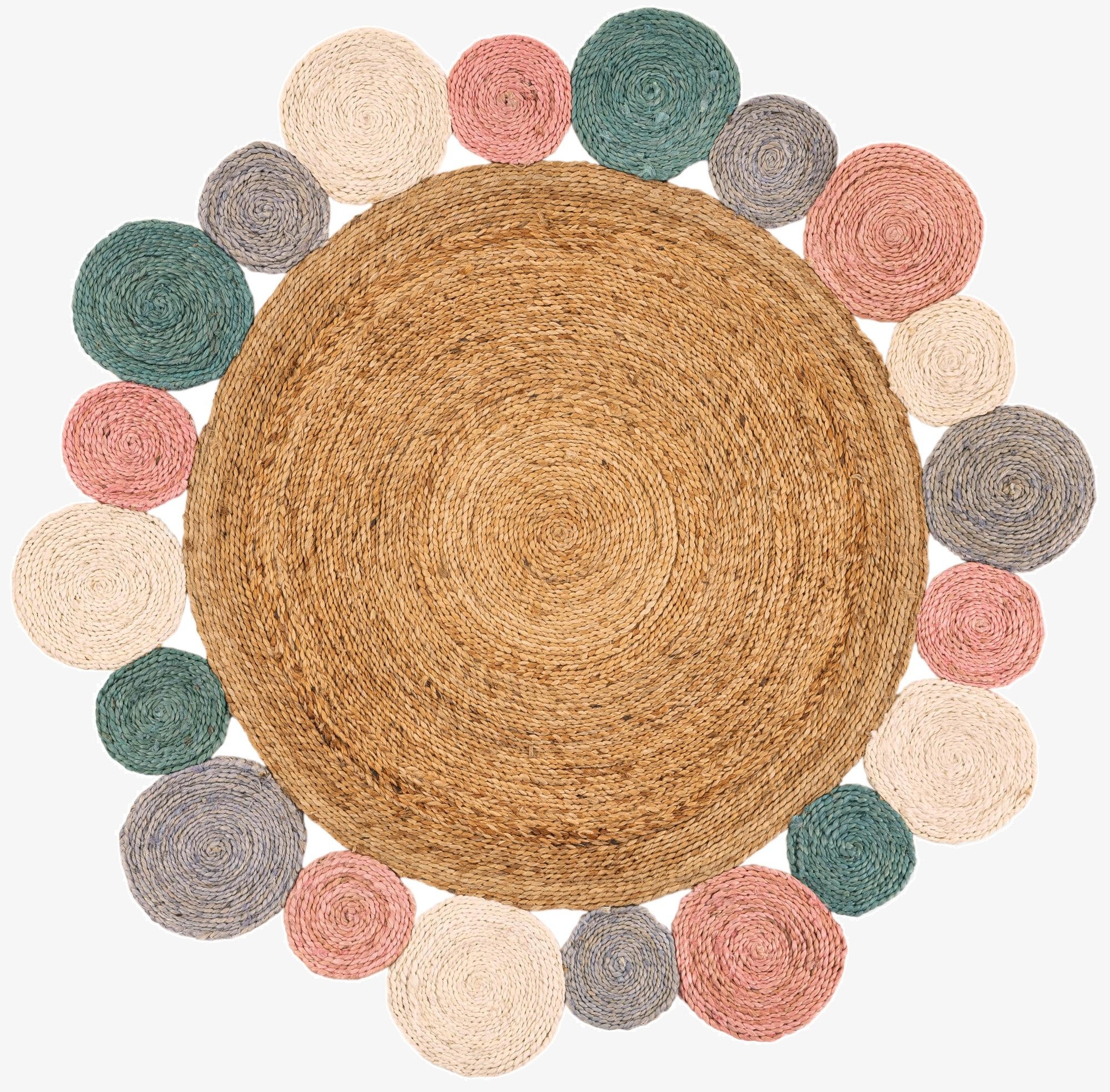  4' 1 x 4' 1  Hand Braided Jute Round Rug