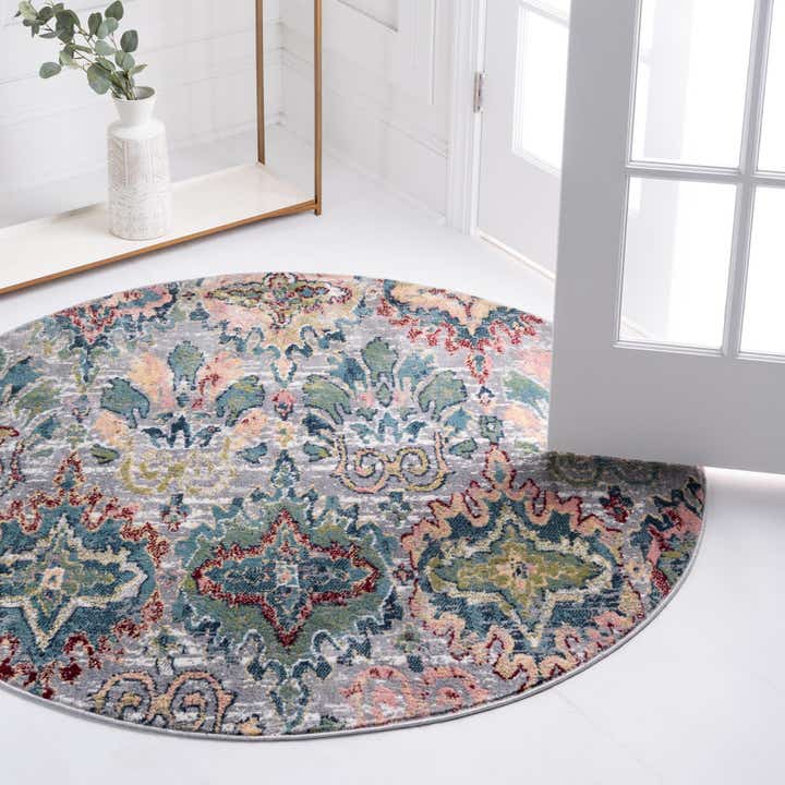 Multicolor 5' x 5' Charleston Round Rug | Rugs.com