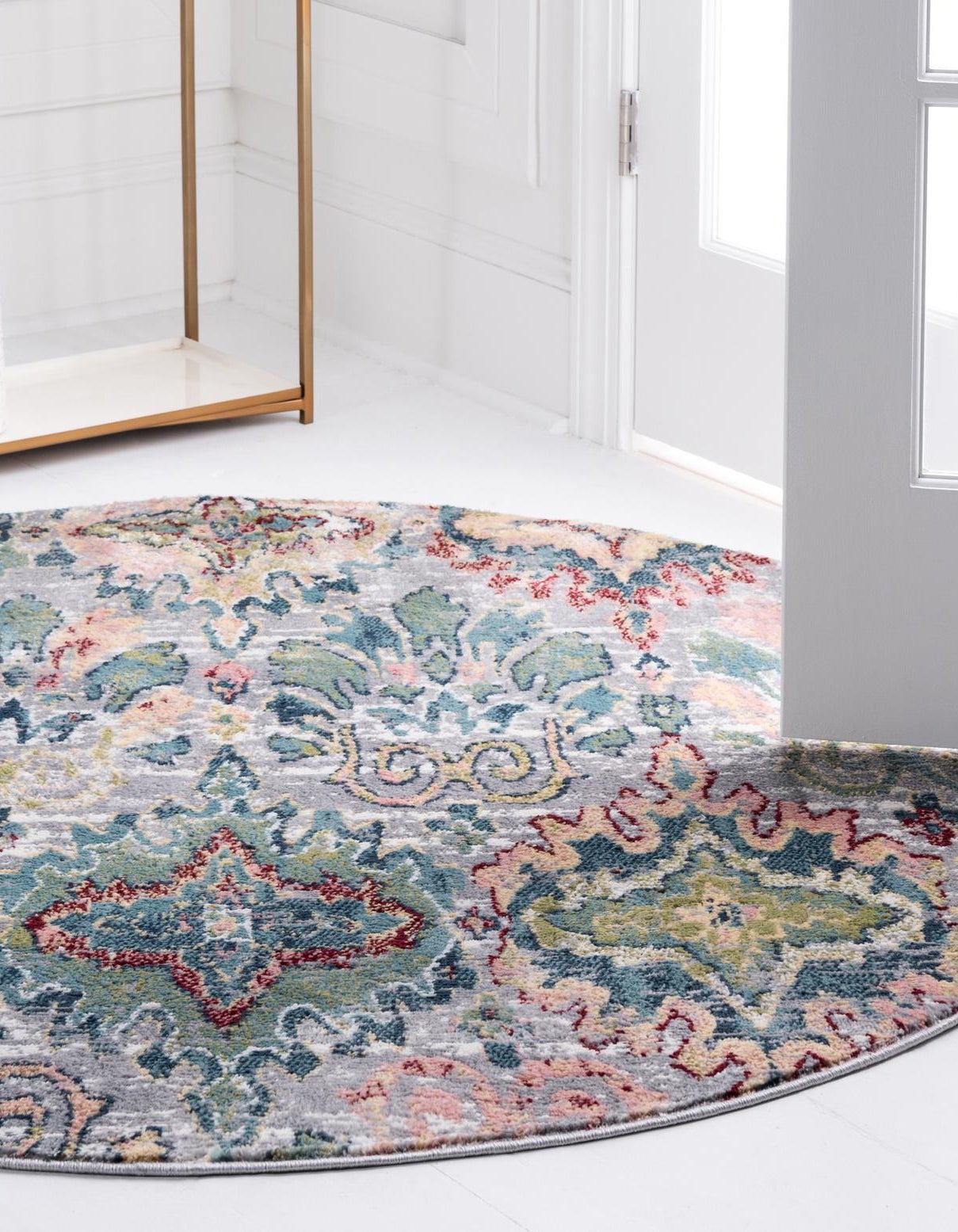 Multicolor 4' 1 x 4' 1 Charleston Round Rug | Rugs.com