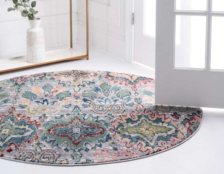 Multicolor 5' x 5' Charleston Round Rug | Rugs.com