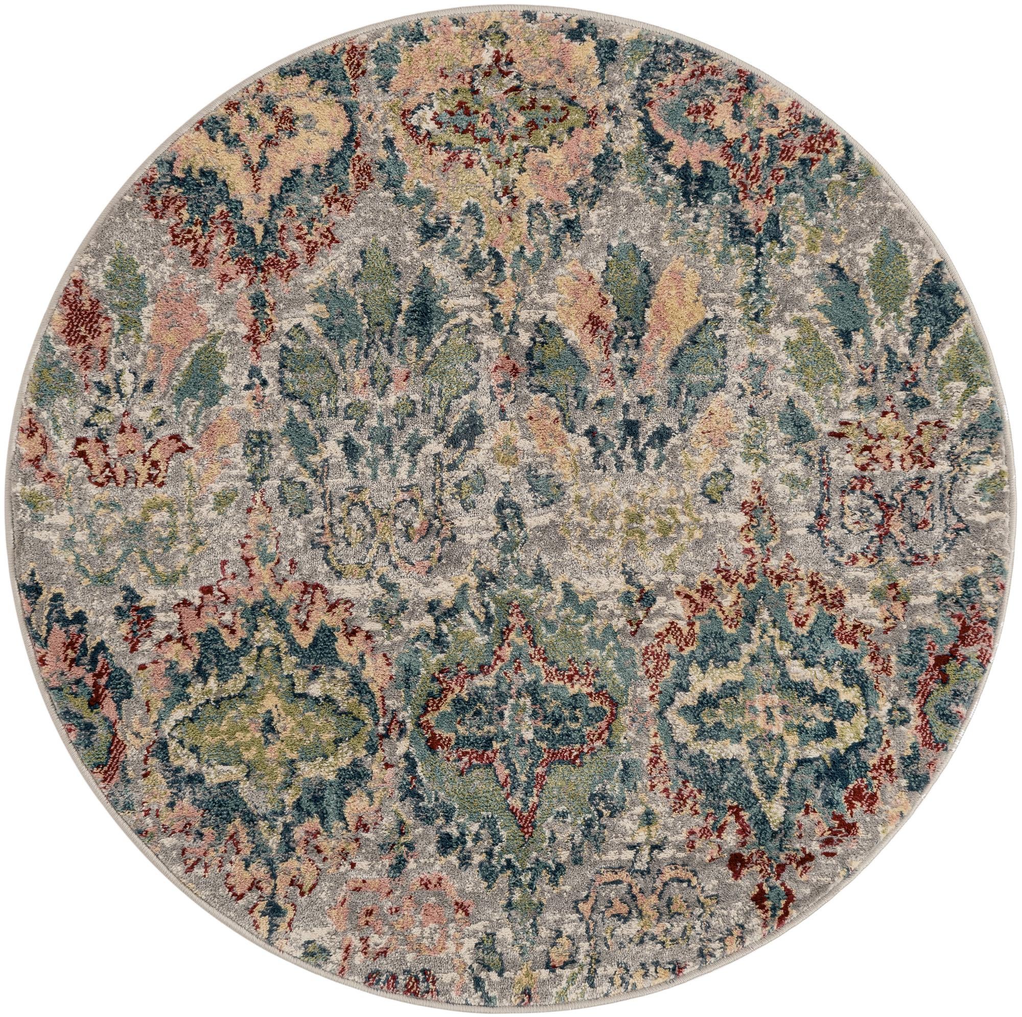 Multicolor 4' 1 x 4' 1 Charleston Round Rug | Rugs.com
