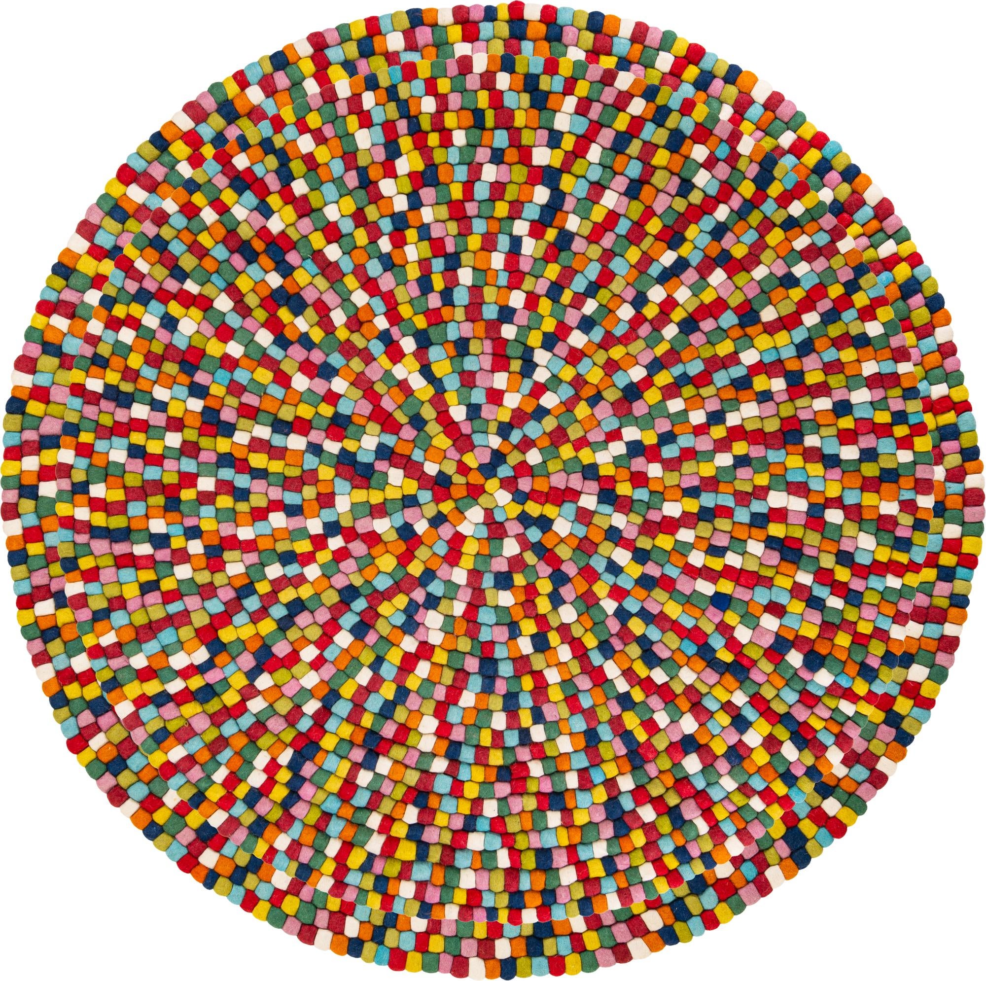  10' x 10' Felt Ball Wool Round Rug