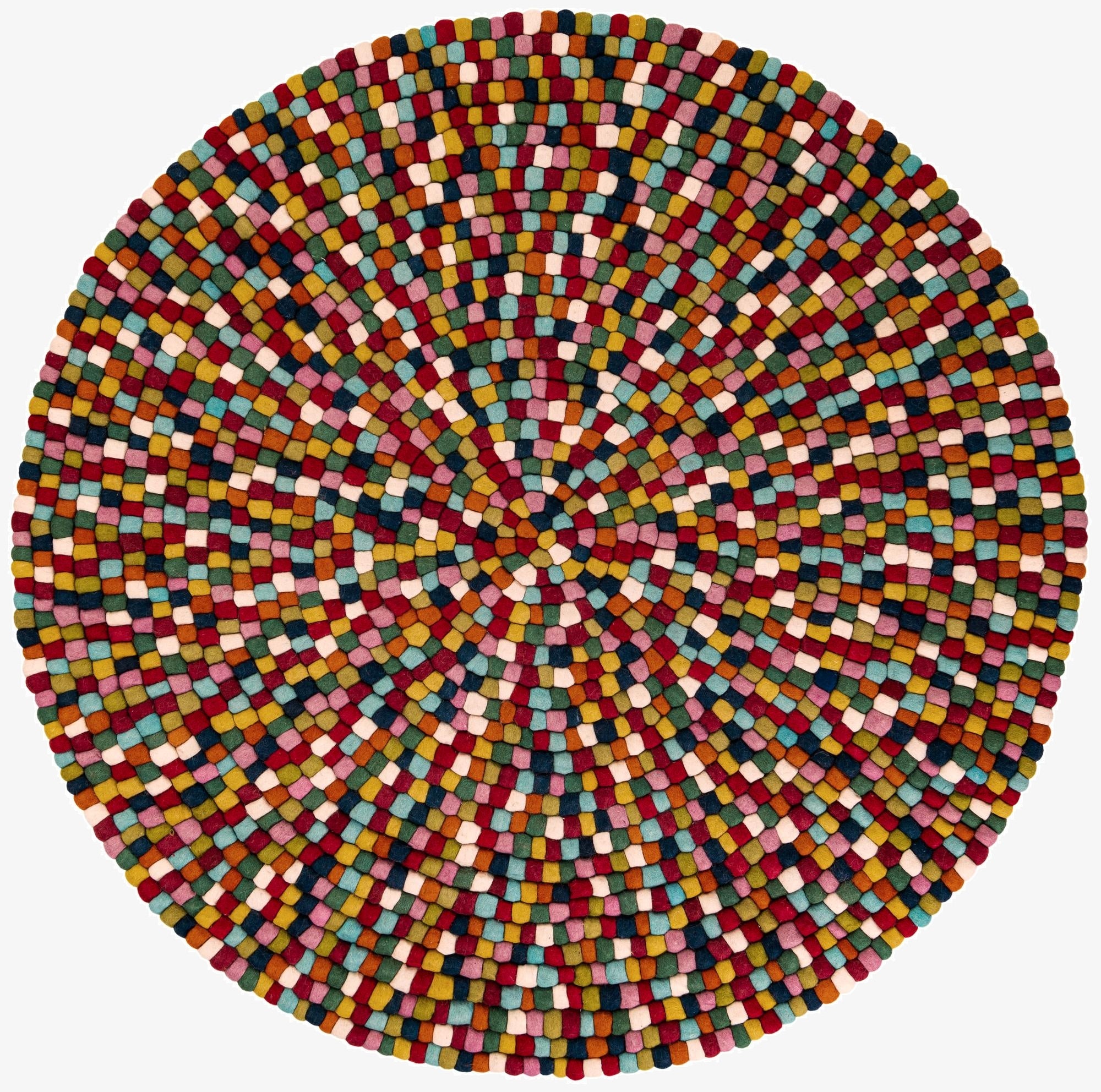  6' 1 x 6' 1 Felt Ball Wool Round Rug