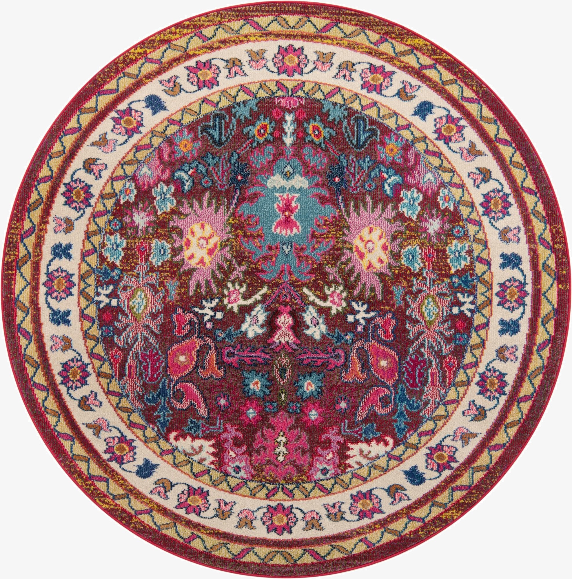  6' x 6'  Washable Fleur Round Rug
