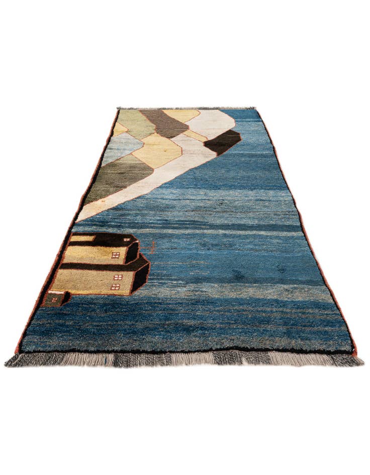 Detail image of  3' 11 x 8' 7  Hand Knotted Gabbeh Wool Round Rug