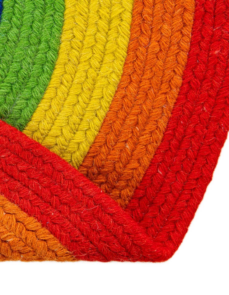Detail image of  3' 1 x 3' 1  Hand Hand Braided Rainbow Wool Round Rug