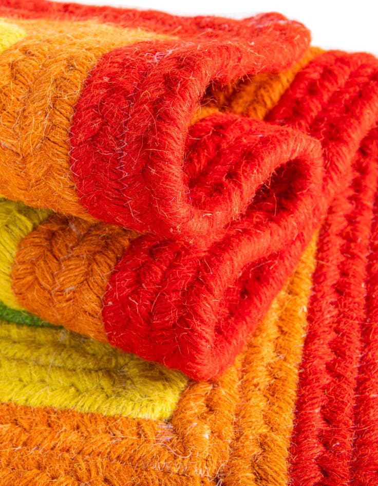 Detail image of  3' 1 x 3' 1  Hand Hand Braided Rainbow Wool Round Rug