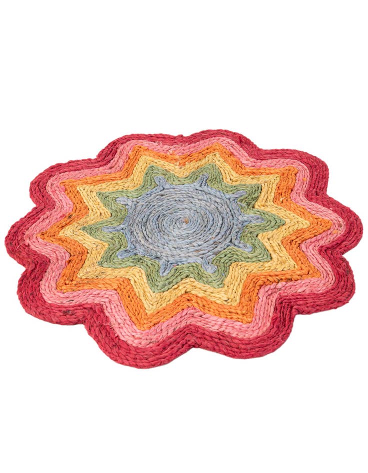 Detail image of  2' 2 x 2' 2  Hand Braided Happy Rugs Jawbreaker Poppy Round