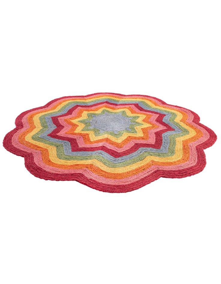 Detail image of  6' 1 x 6' 1  Hand Braided Happy Rugs Jawbreaker Poppy Round