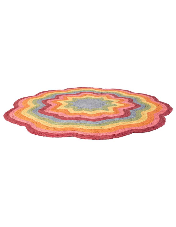 Detail image of  8' x 8'  Hand Braided Happy Rugs Jawbreaker Poppy Round