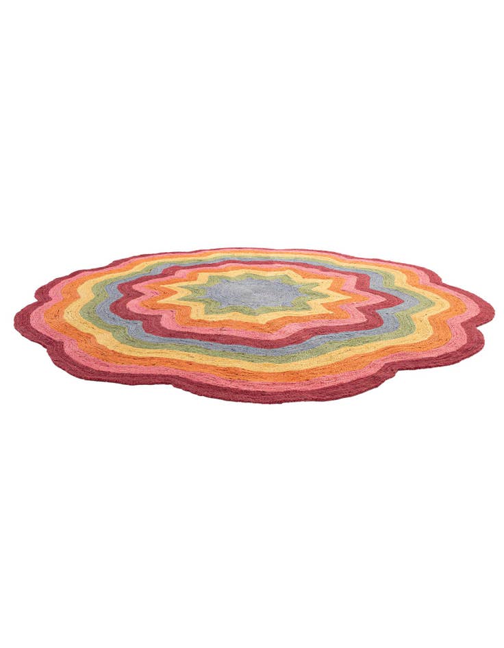 Detail image of  8' x 8'  Hand Braided Happy Rugs Jawbreaker Poppy Round