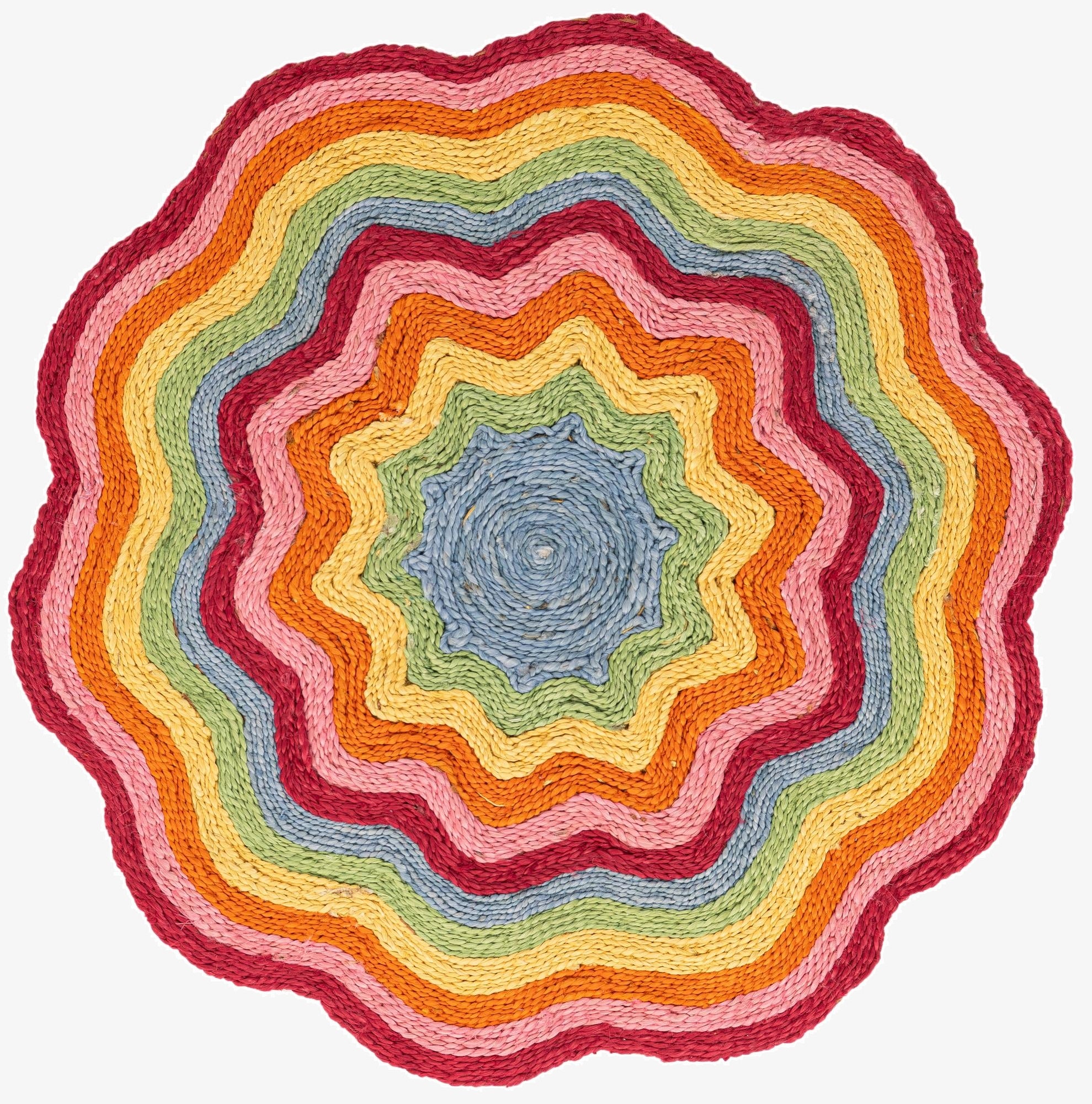  3' 1 x 3' 1  Hand Braided Happy Rugs Jawbreaker Poppy Round