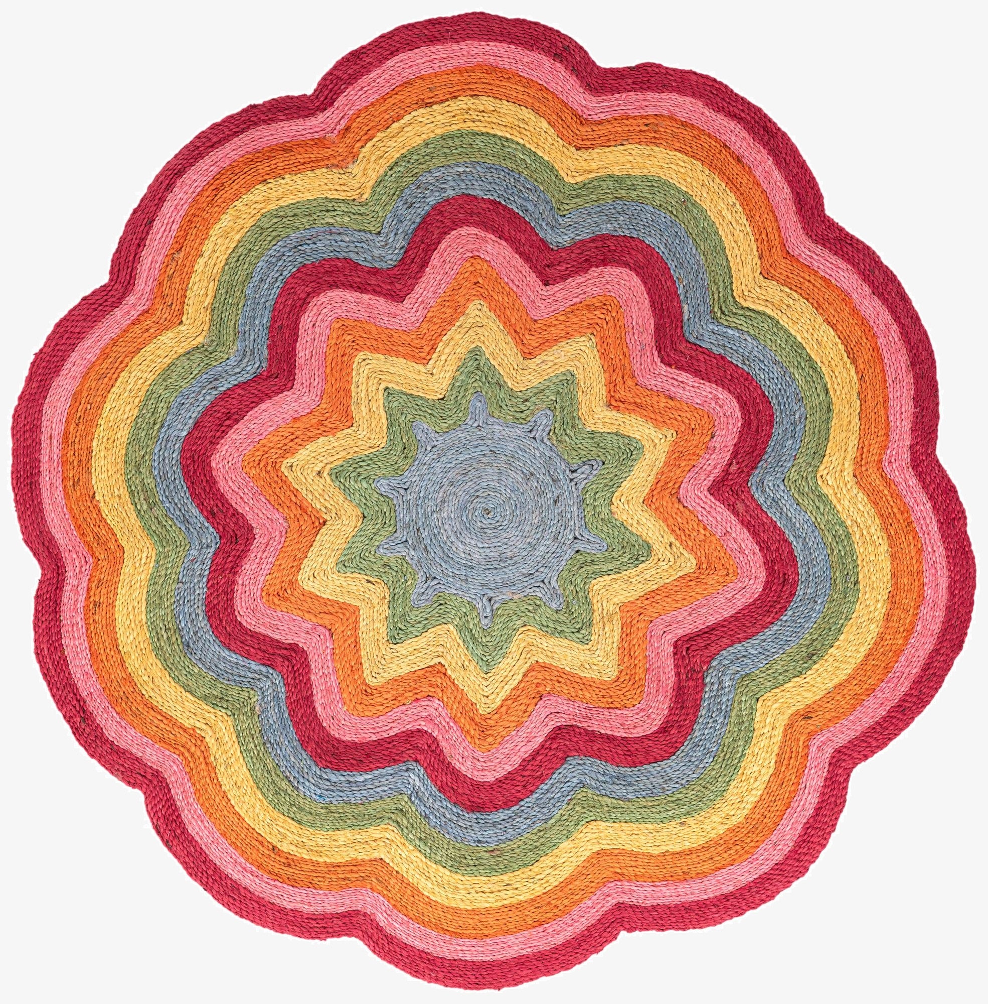  5' 1 x 5' 1  Hand Braided Happy Rugs Jawbreaker Poppy Round