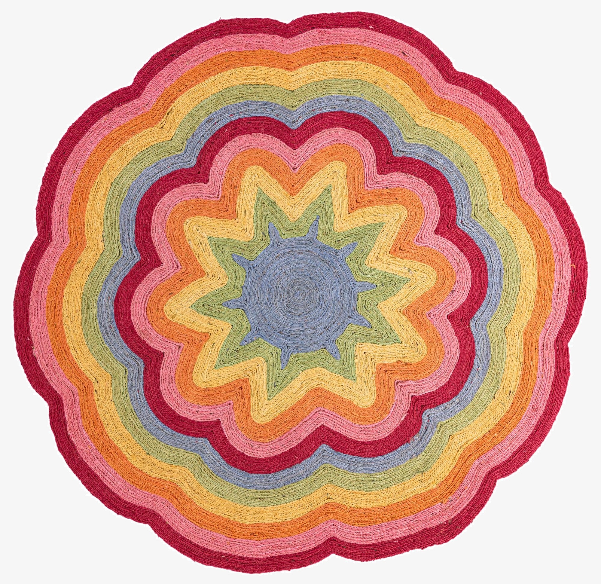  7' 1 x 7' 1  Hand Braided Happy Rugs Jawbreaker Poppy Round