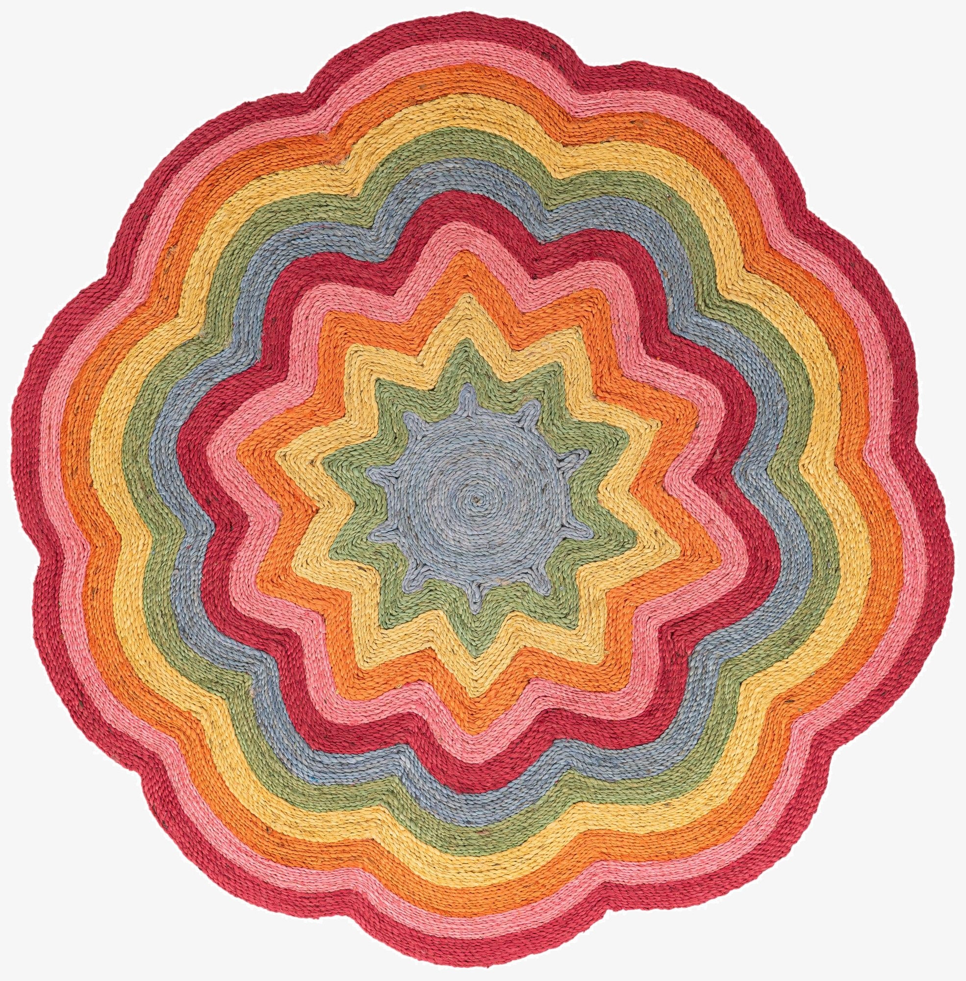  8' x 8'  Hand Braided Happy Rugs Jawbreaker Poppy Round