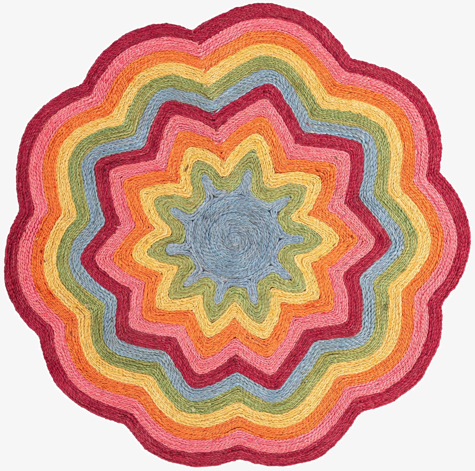  4' 1 x 4' 1  Hand Braided Happy Rugs Jawbreaker Poppy Round