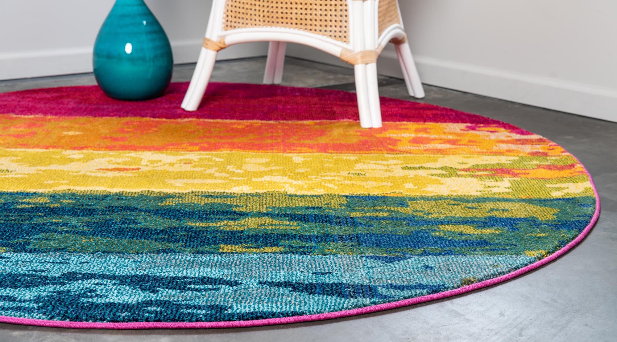Multicolor 8' x 8' Hyacinth Round Rug | Rugs.com