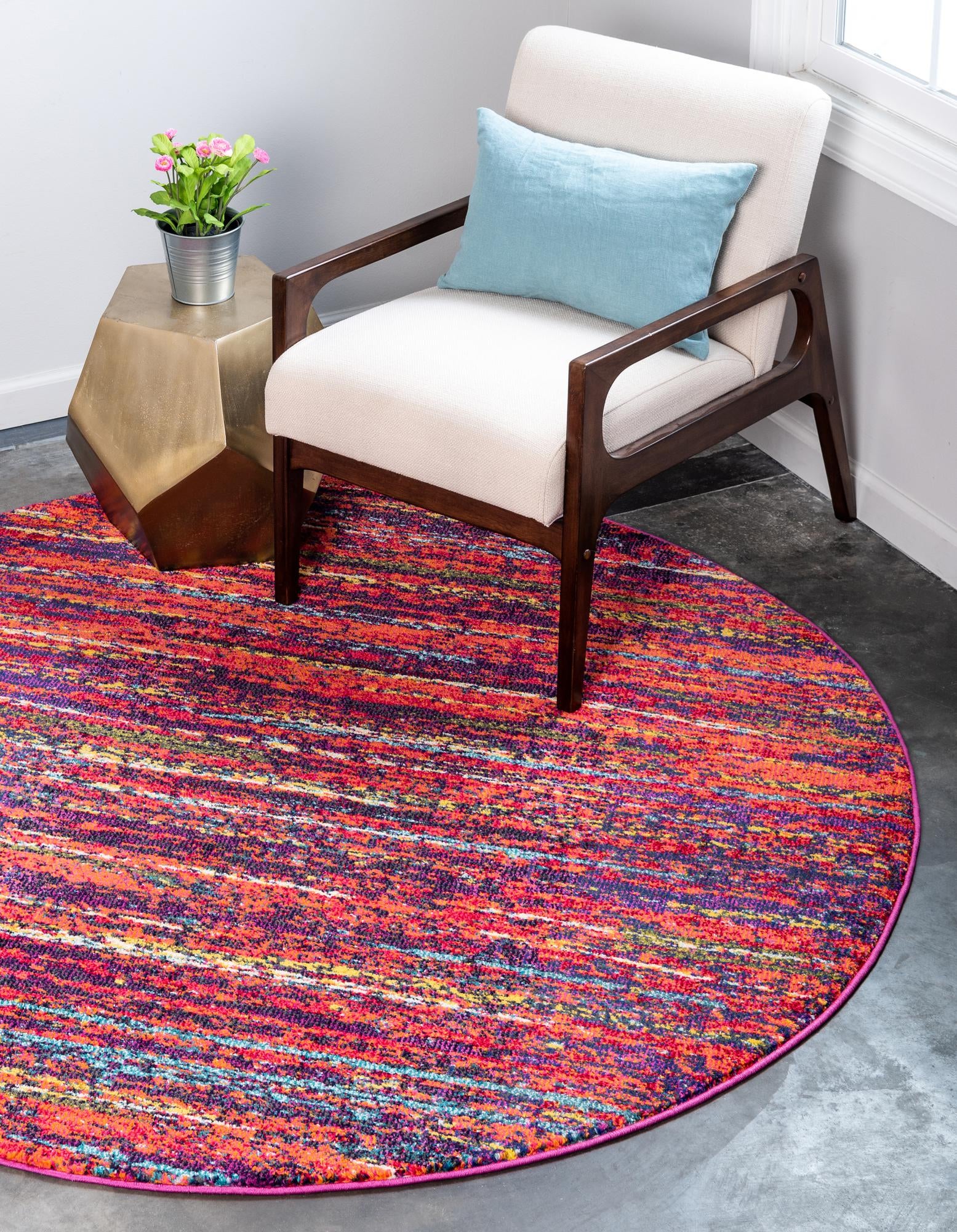 Multicolor 8' x 8' Hand Braided Chindi Round Rug | Rugs.com