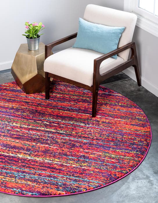 Multicolor 8' x 8' Hand Braided Chindi Round Rug | Rugs.com