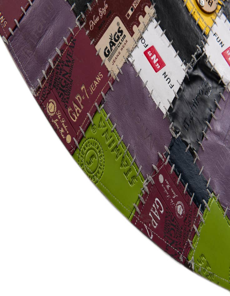 Detail image of 3' x 3' Jean Leather Tag Round Rug