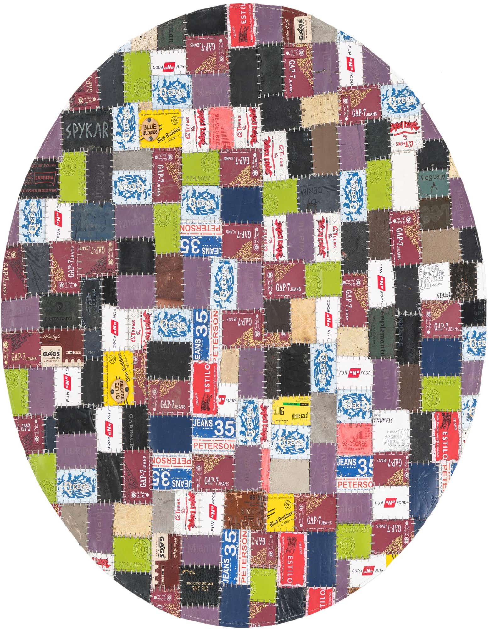 Primary image  3' x 3' Jean Leather Tag Round Rug