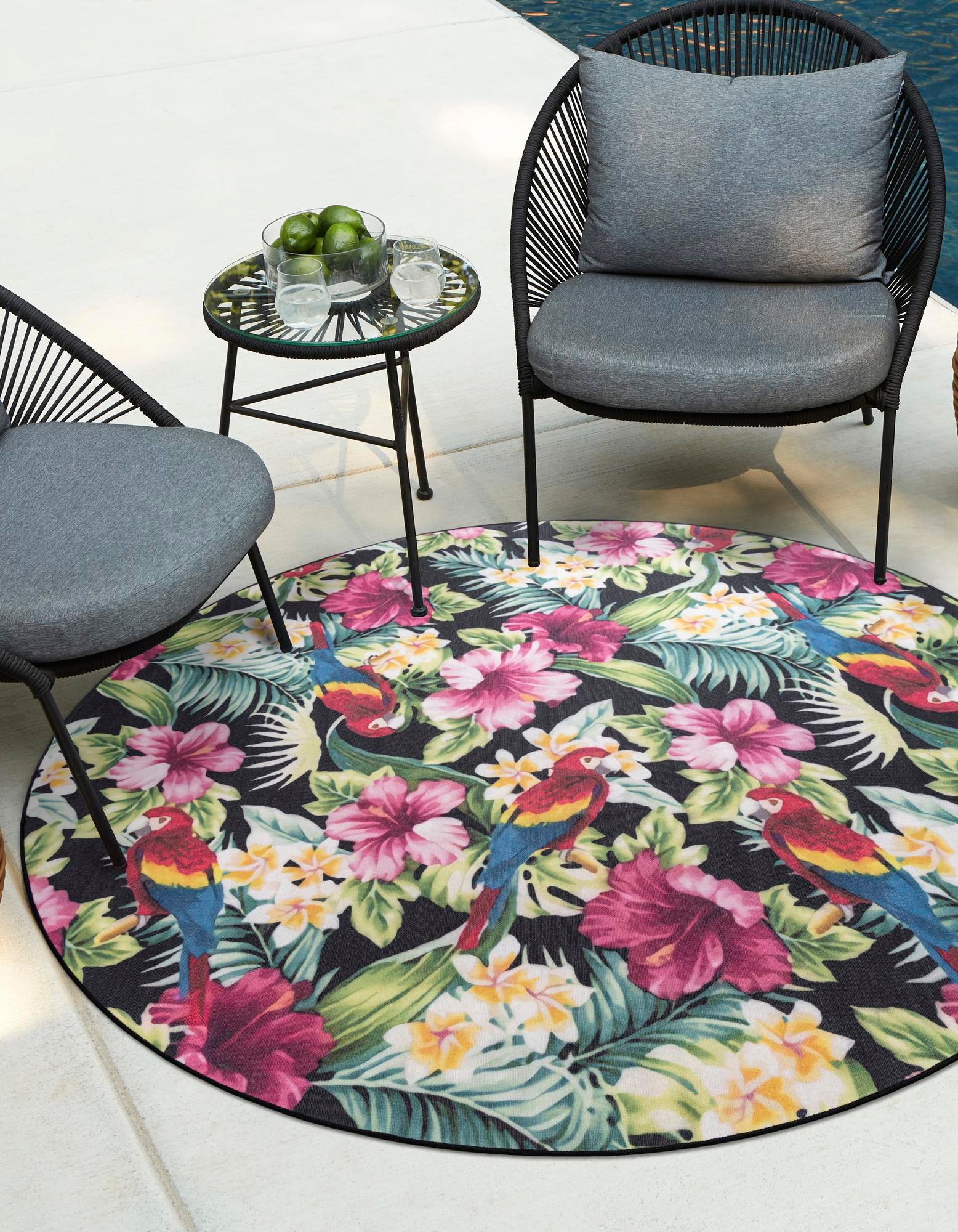 Multicolor 7' 10 x 7' 10 Jill Zarin Caribbean Indoor / Outdoor Round ...