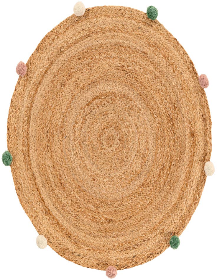 Detail image of  3' 1 x 3' 1  Hand Braided Kids Braided Jute Round Rug