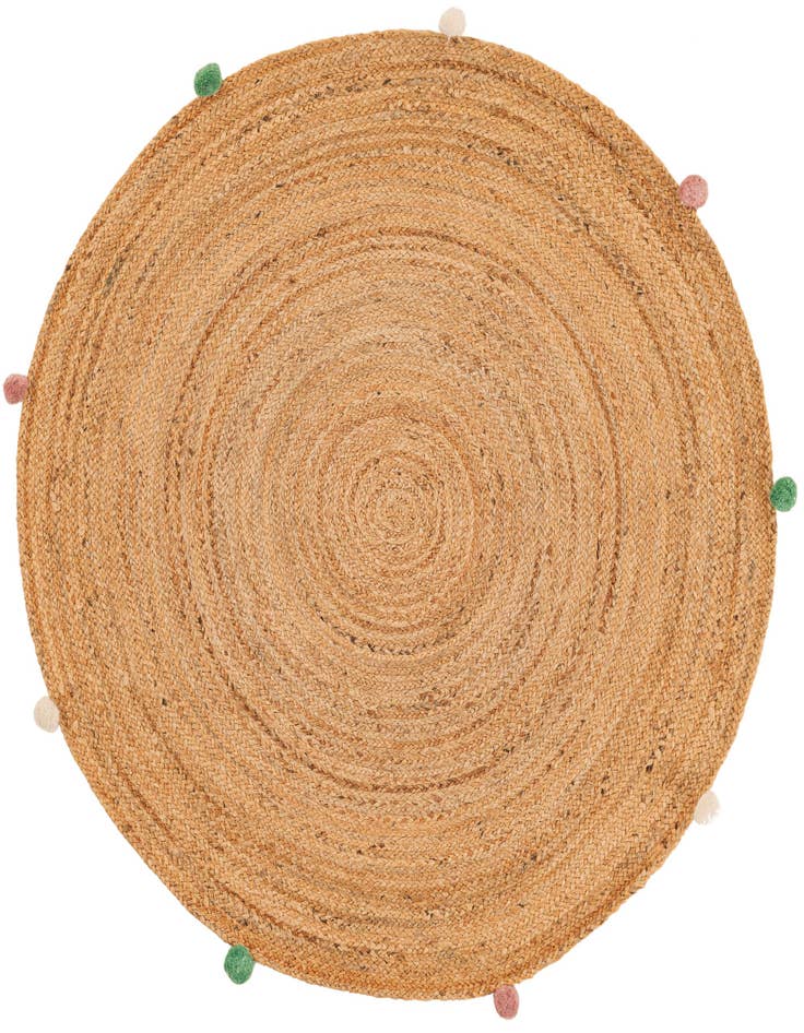 Detail image of  4' 1 x 4' 1  Hand Braided Kids Braided Jute Round Rug