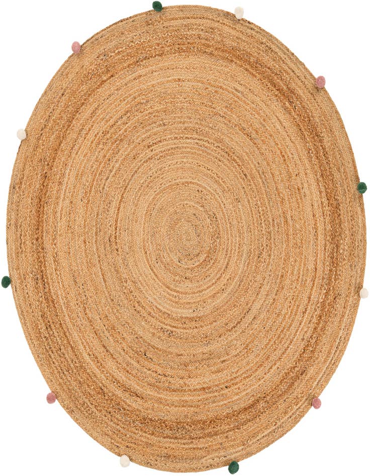 Detail image of  6' 1 x 6' 1  Hand Braided Kids Braided Jute Round Rug