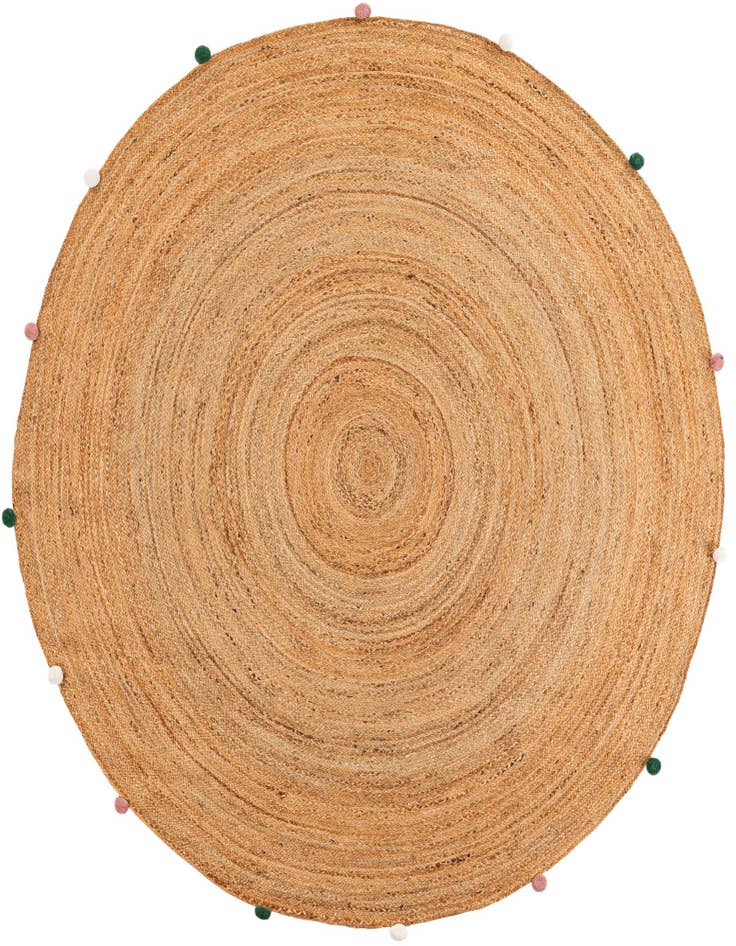 Detail image of  7' 10 x 7' 10  Hand Braided Kids Braided Jute Round Rug