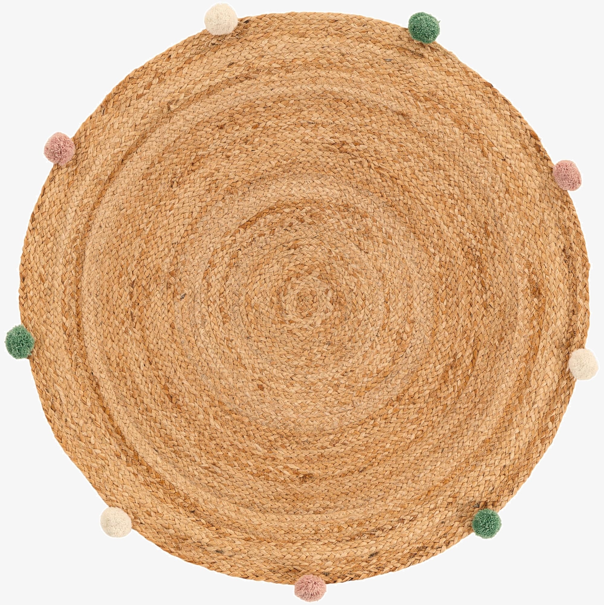  3' 1 x 3' 1  Hand Braided Kids Braided Jute Round Rug