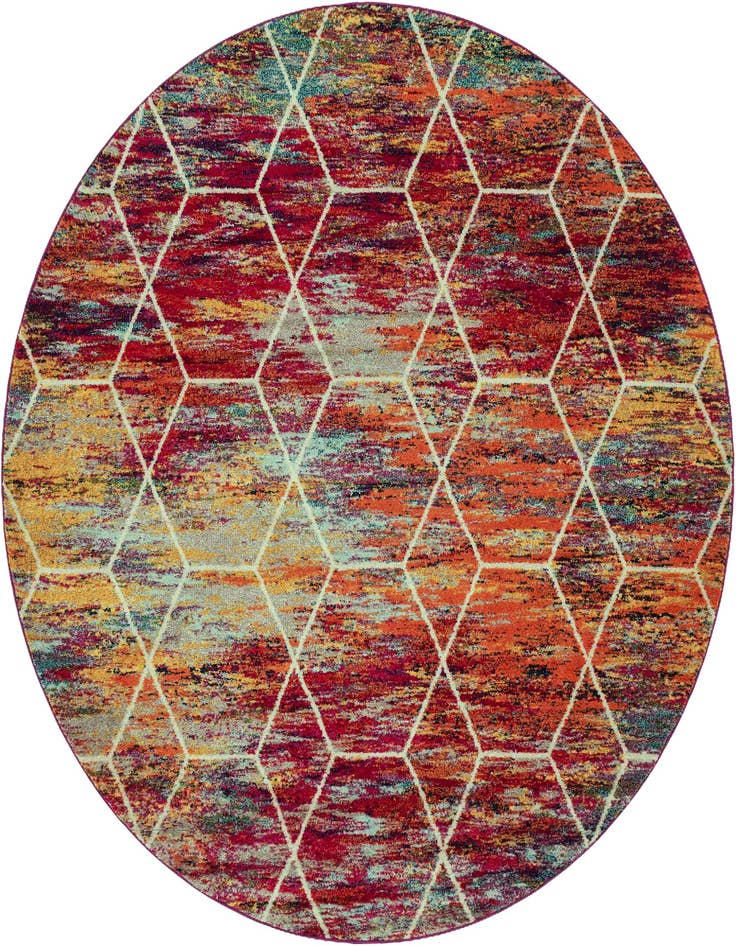 Detail image of  7' 10 x 7' 10 Lattice Frieze Round Rug