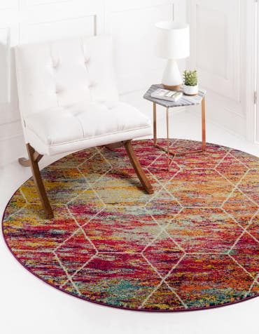  6' x 6' Lattice Frieze Round Rug