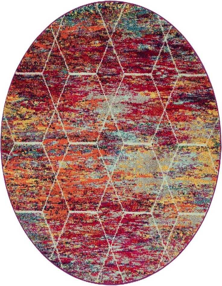 Detail image of 5' 3 x 5' 3 Lattice Frieze Round Rug