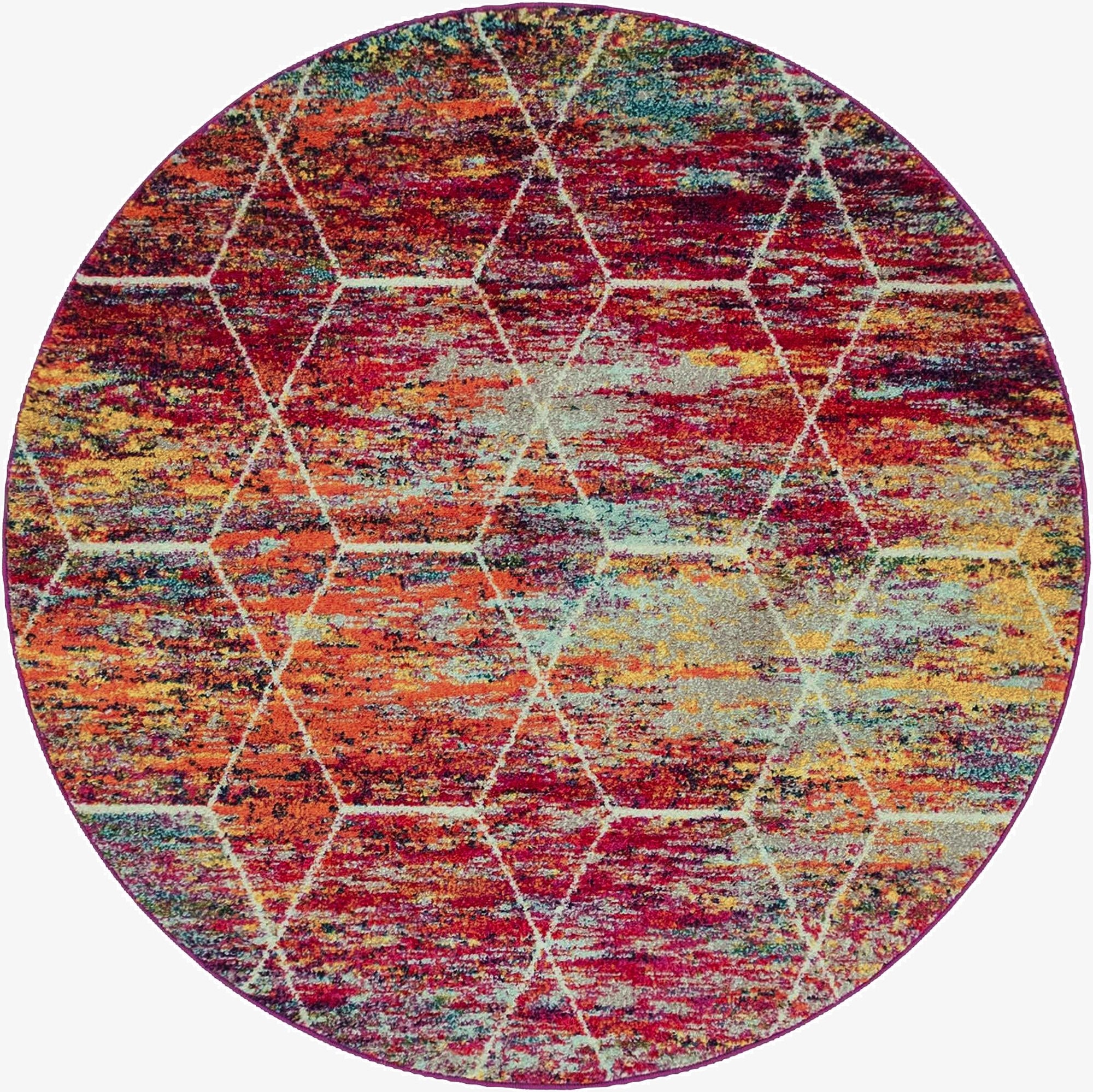  5' 3 x 5' 3 Lattice Frieze Round Rug