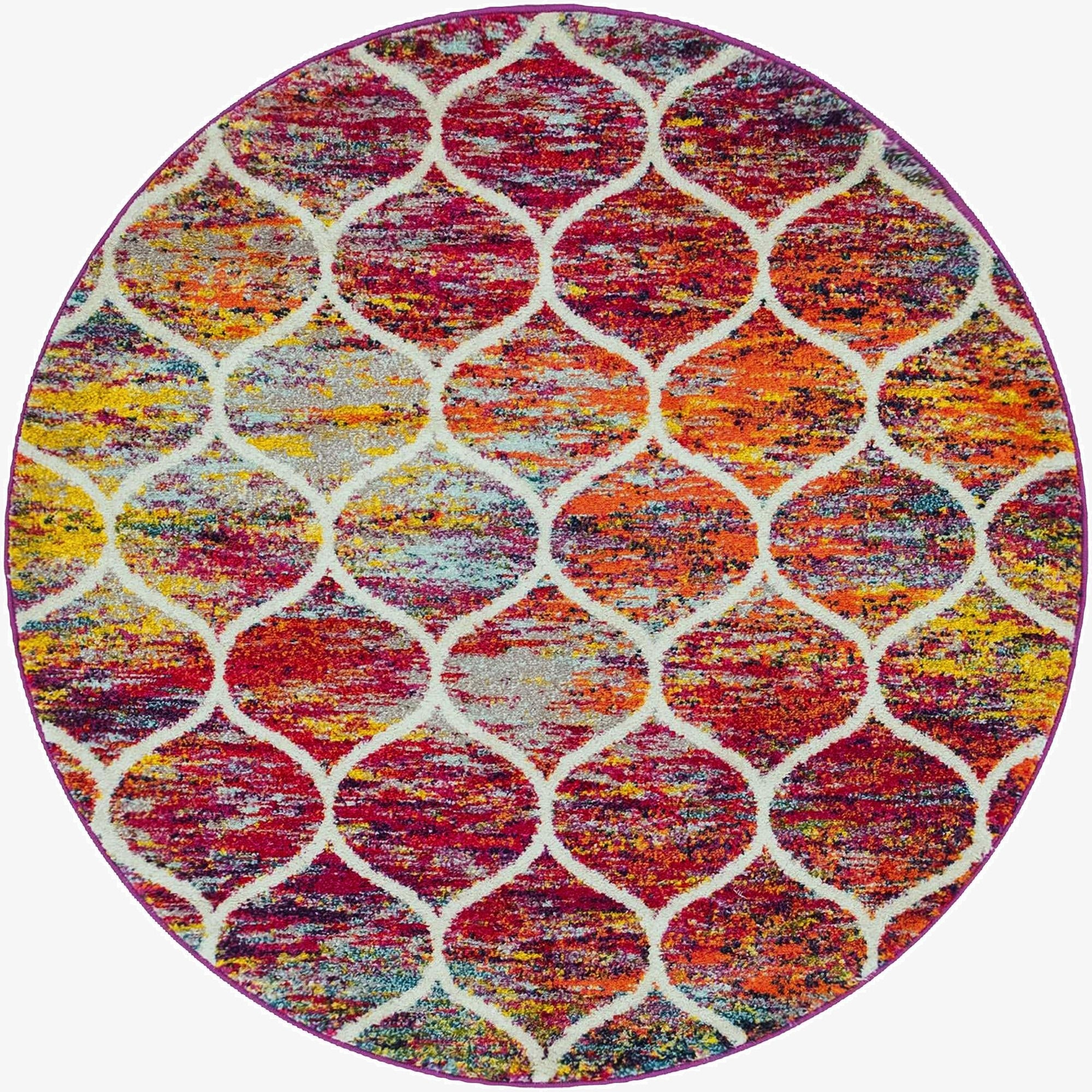  5' 3 x 5' 3 Lattice Frieze Round Rug