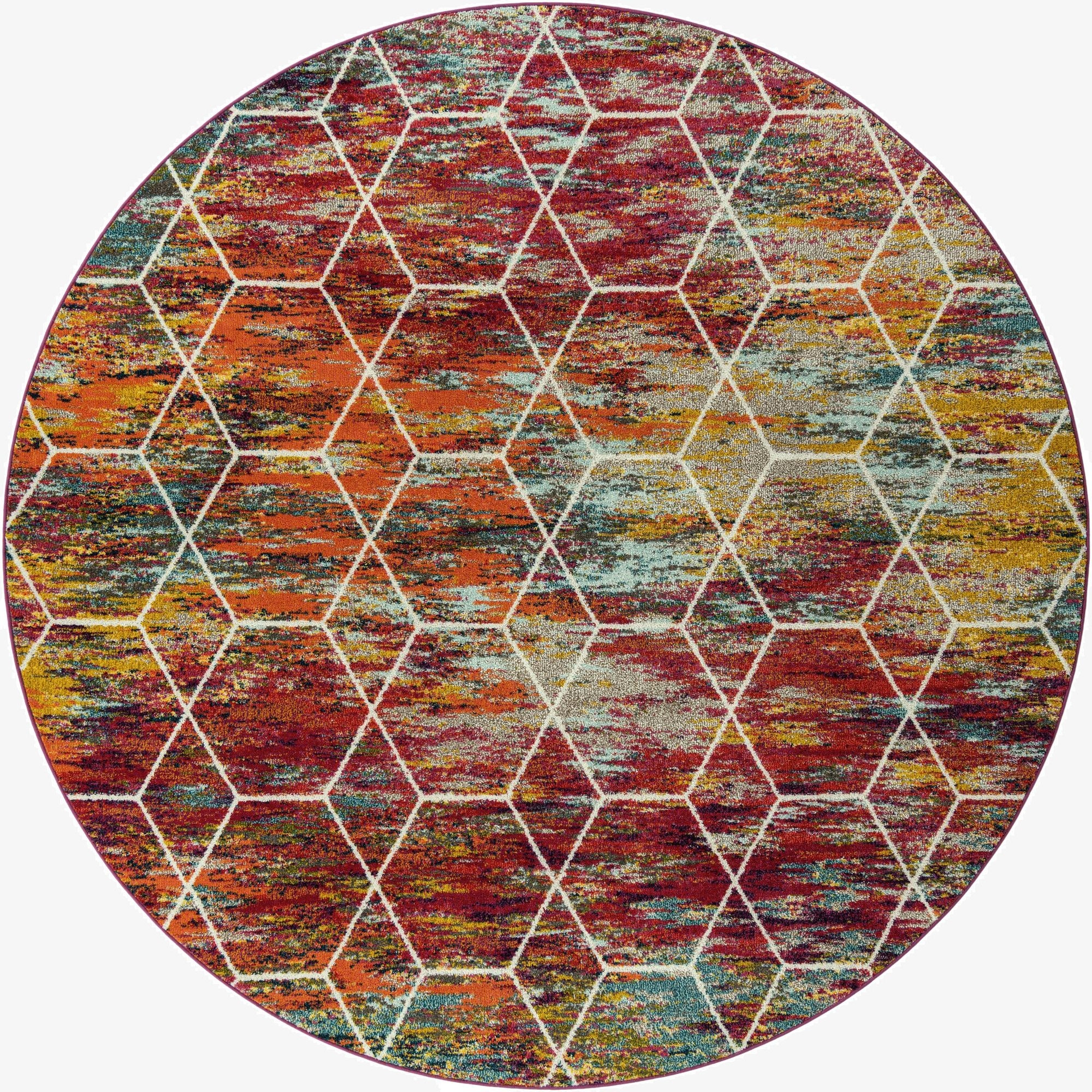  10' x 10' Lattice Frieze Round Rug