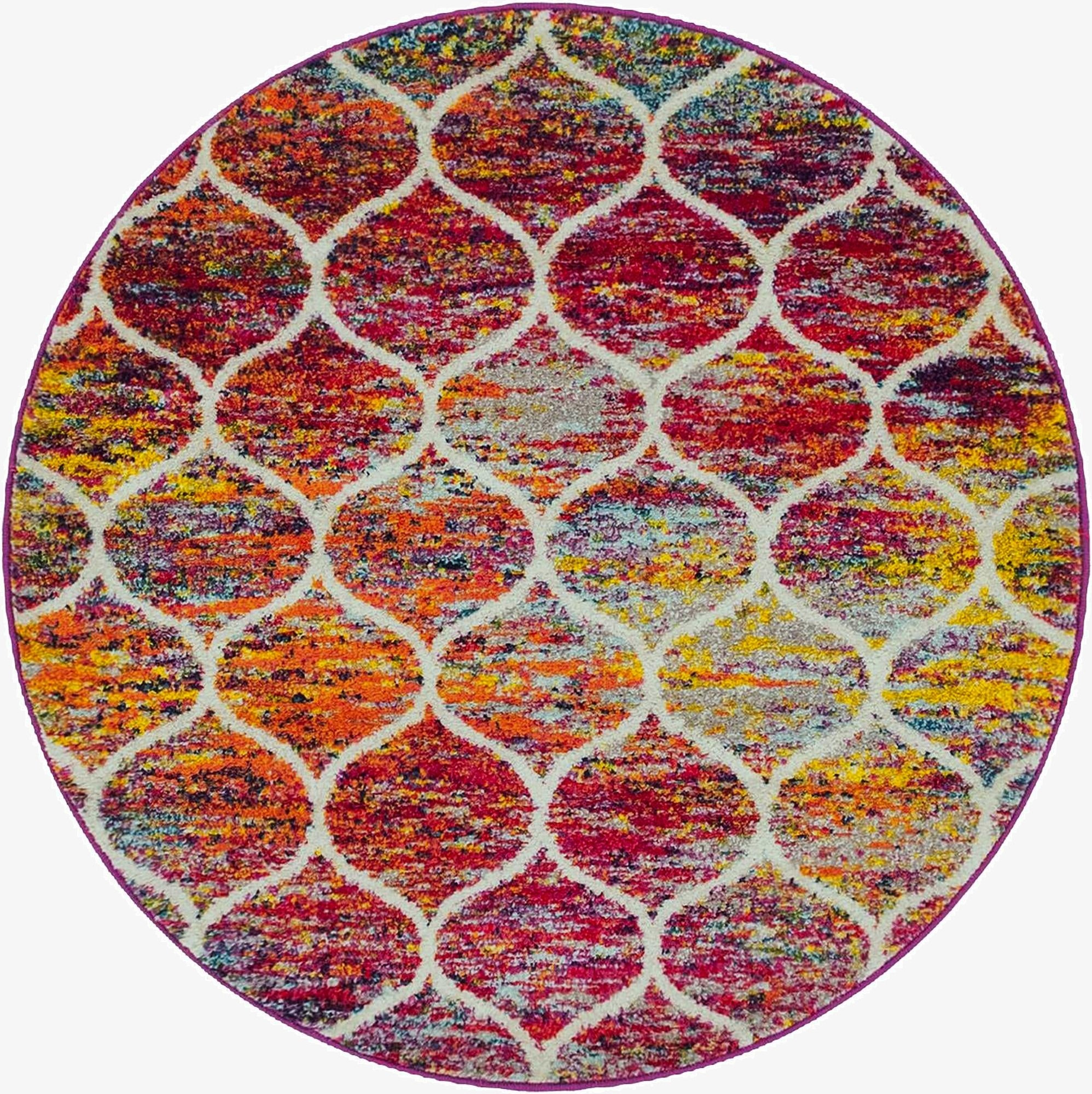  4' x 4' Lattice Frieze Round Rug