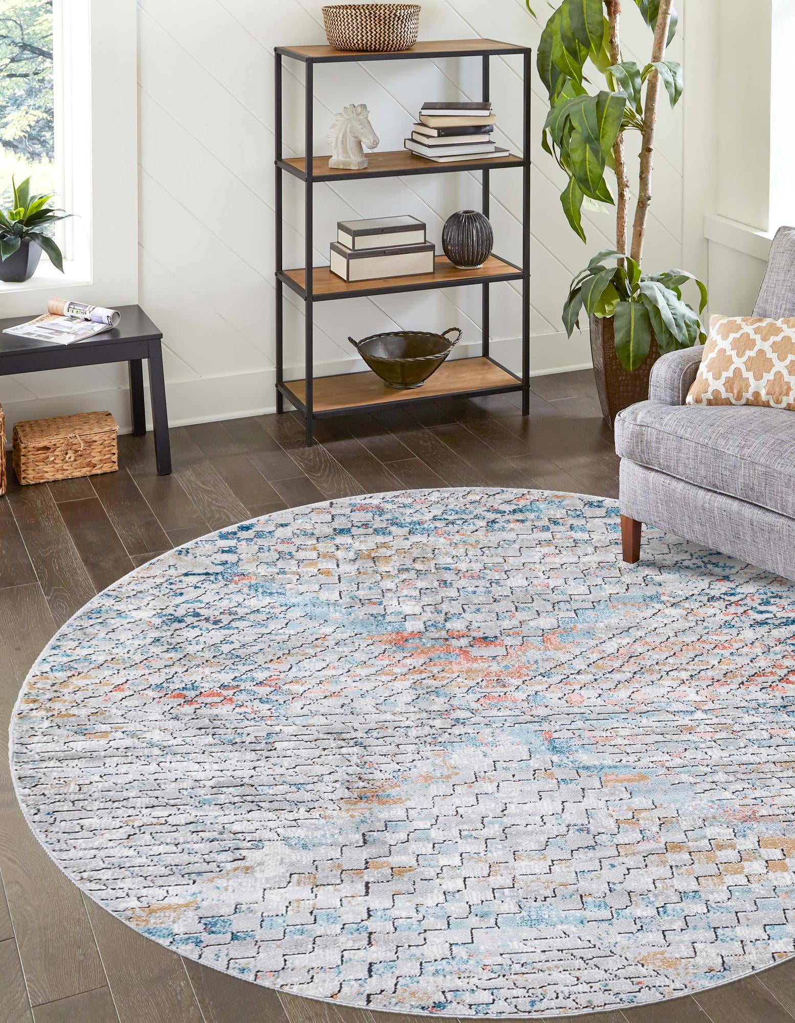 Multicolor 6' x 6' Leipzig Round Rug | Rugs.com