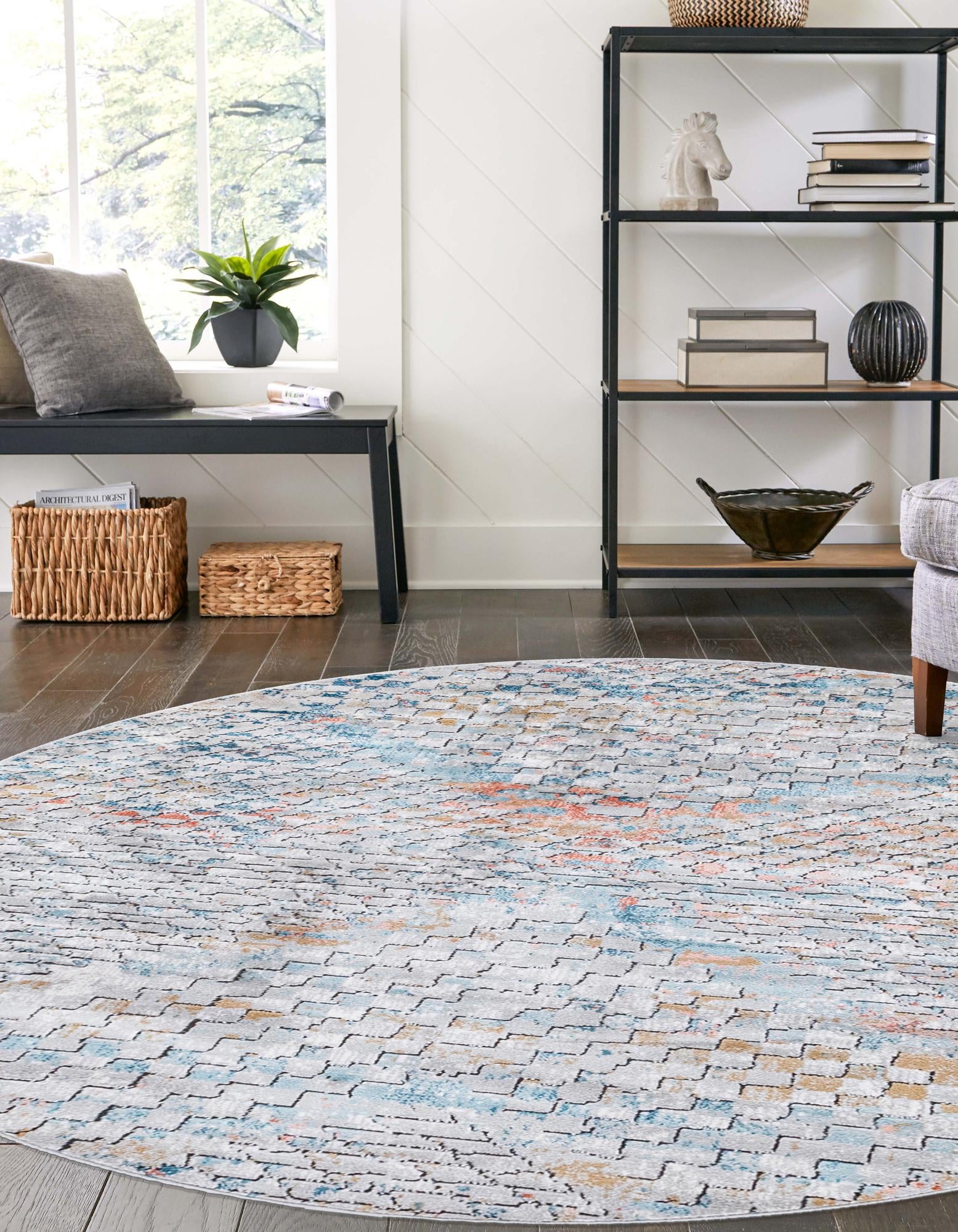 Multicolor 6' x 6' Leipzig Round Rug | Rugs.com