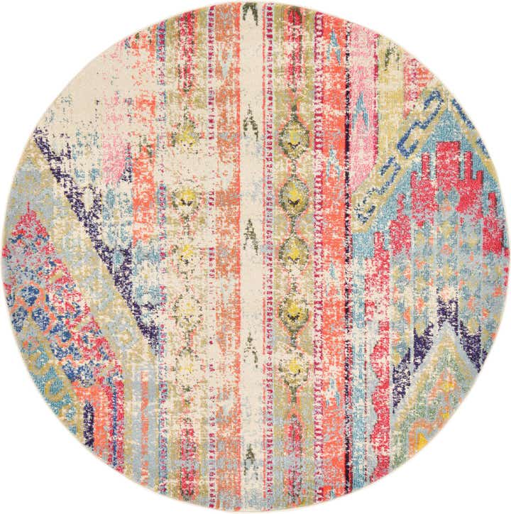 Multicolor 6' x 6' Washable Mesa Round Rug | Rugs.com