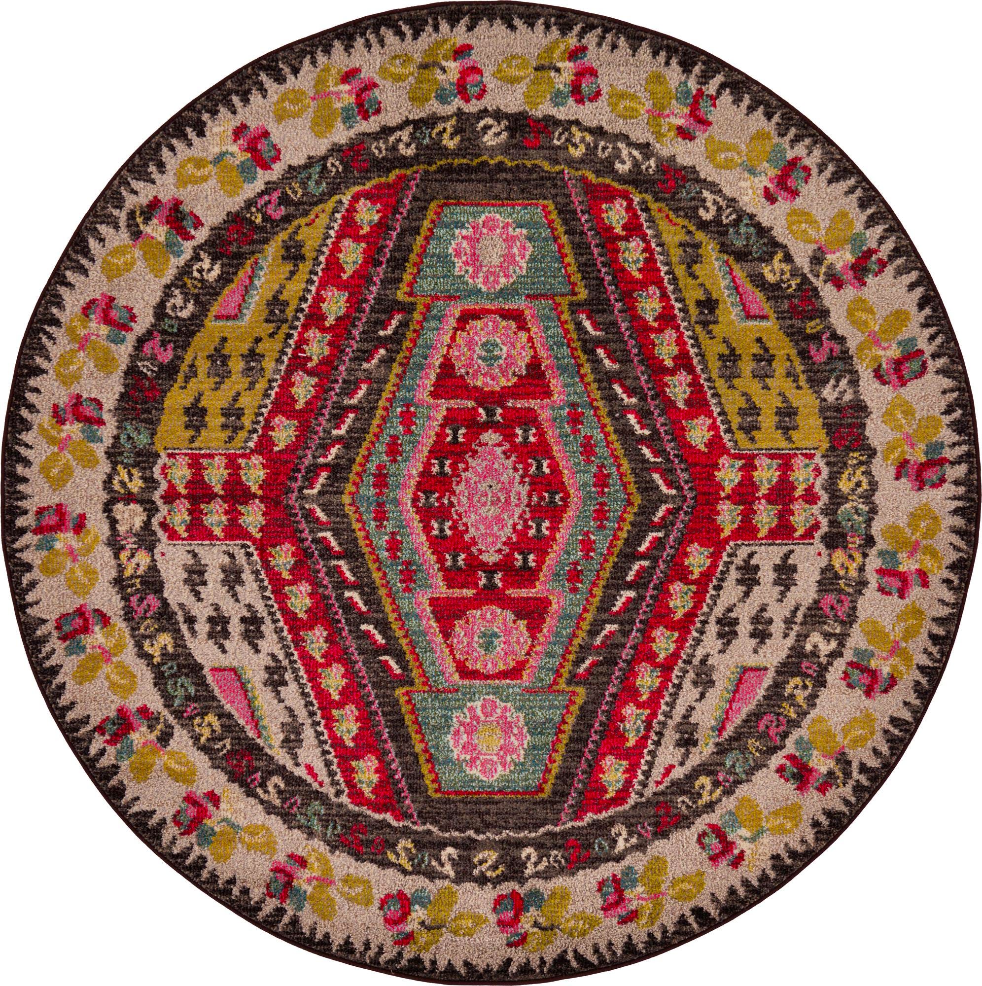 Multicolor 6' x 6' Mesa Round Rug | Rugs.com