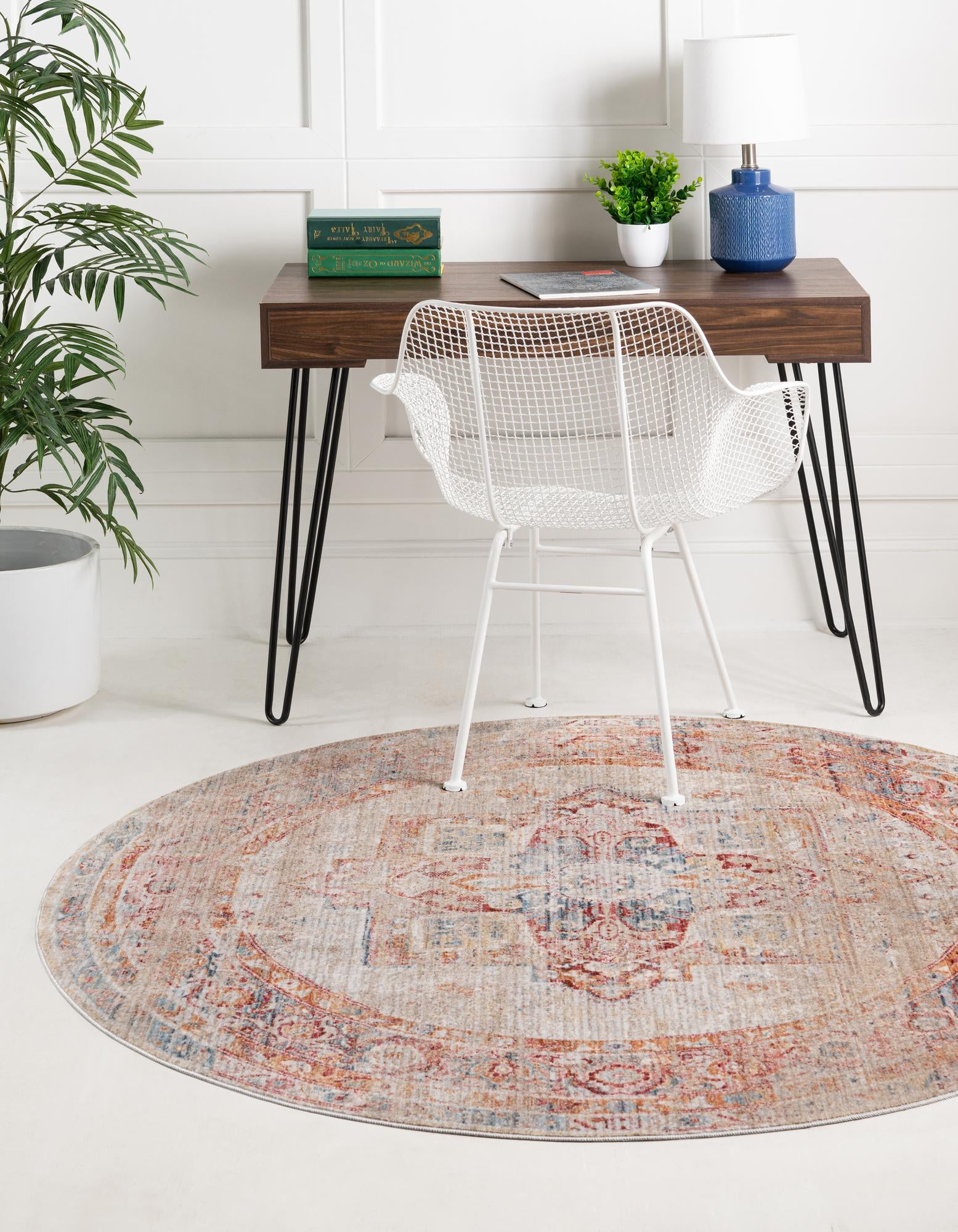 Multicolor 3' 3 x 3' 3 Sinclair Noble Round Rug | Rugs.com