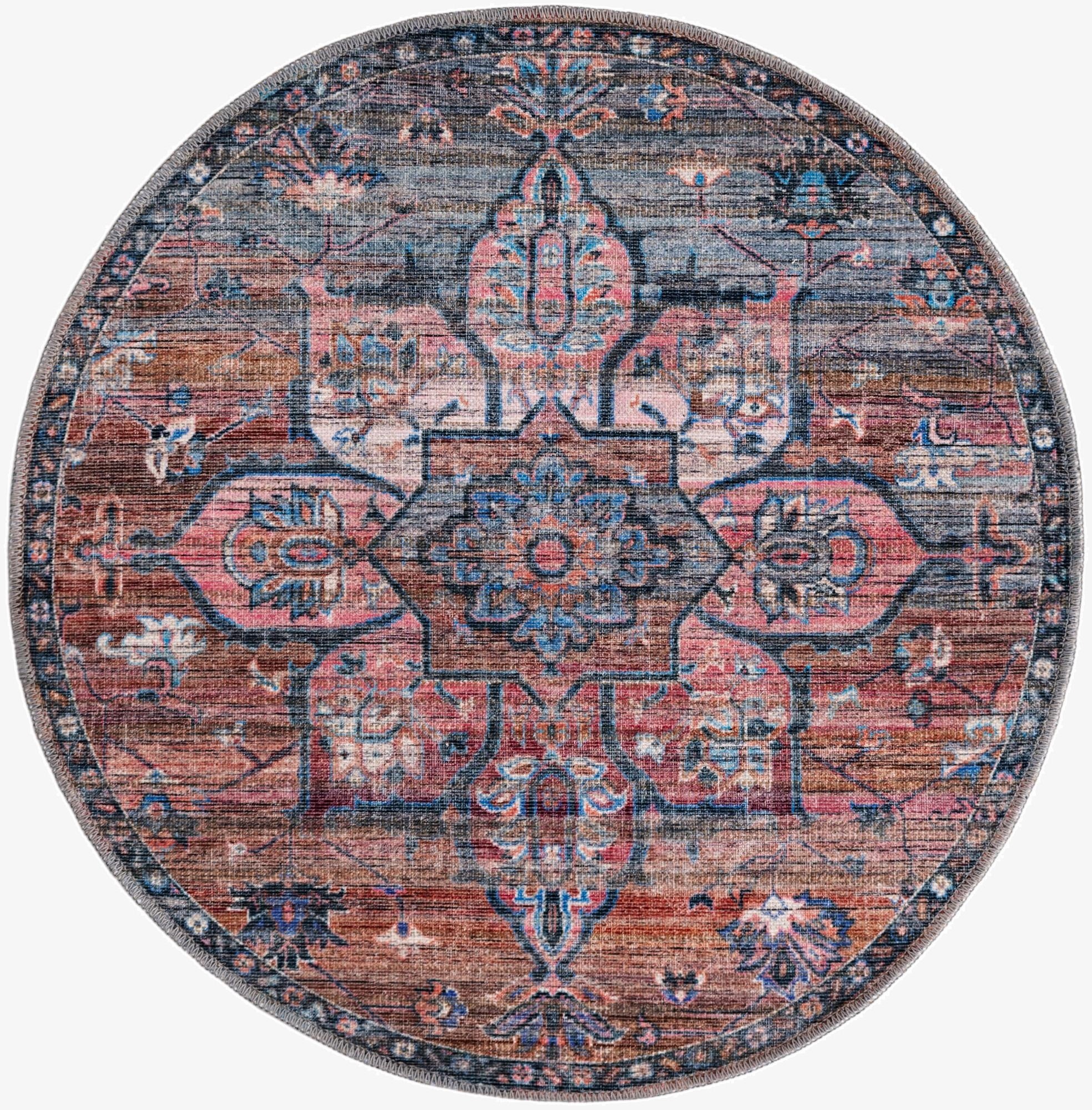  3' 3 x 3' 3  Washable Nostalgia Round Rug