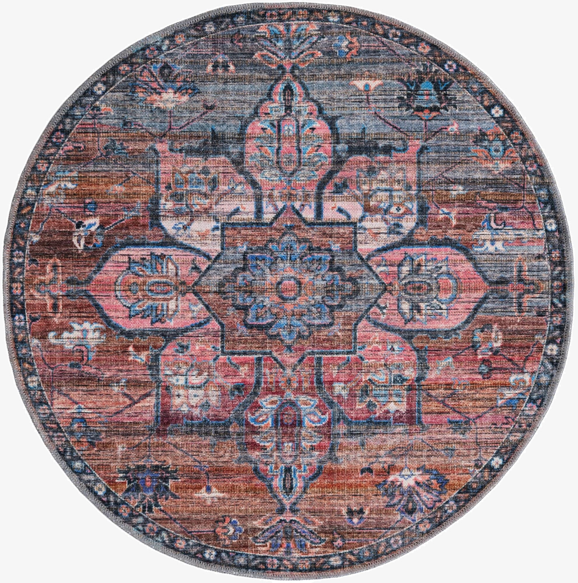 4' x 4'  Washable Nostalgia Round Rug